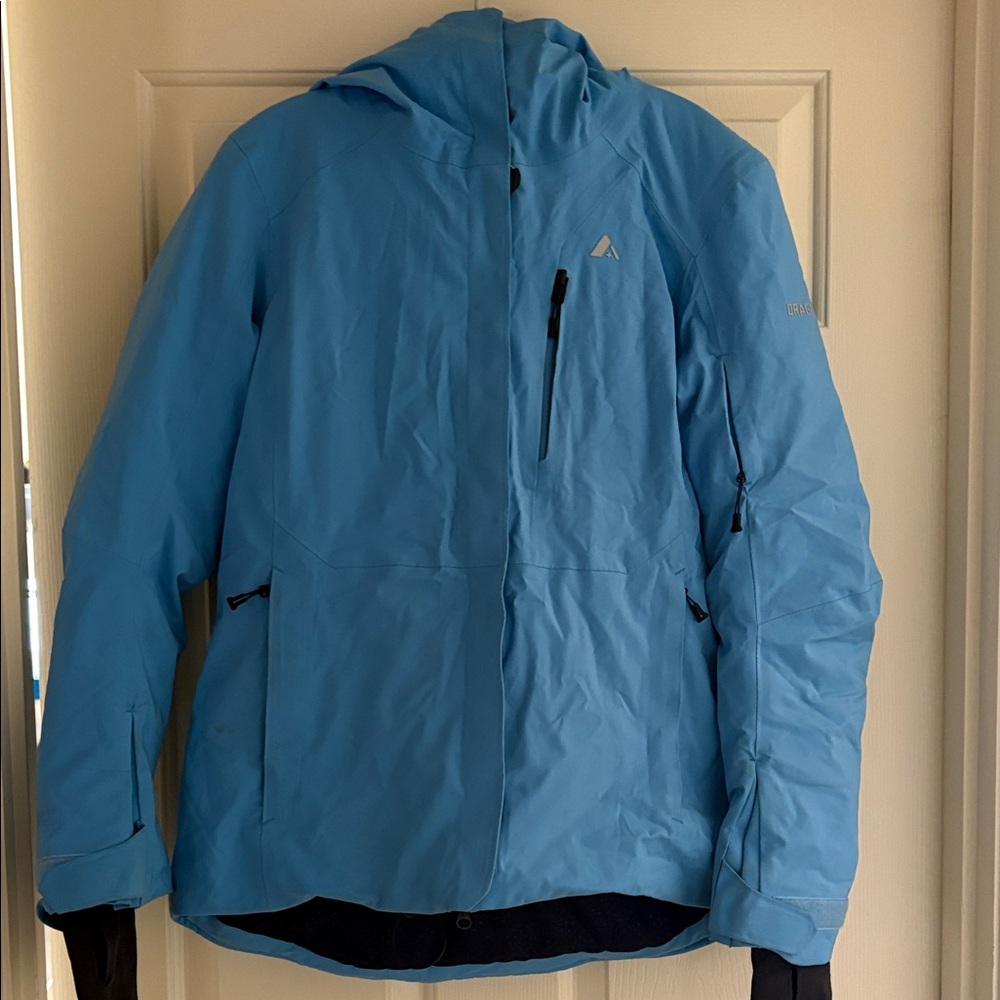Orage Light Blue Waterproof Insulated Hooded Women's Ski Jacket